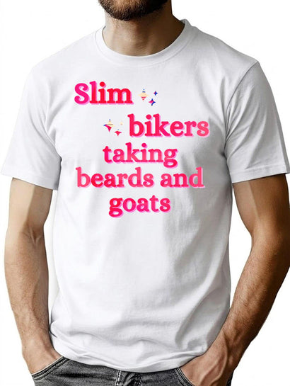 Bikers Beards Goats Funny Bad Translation Bootleg Graphic T-Shirt - Black