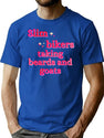Bikers Beards Goats Funny Bad Translation Bootleg Graphic T-Shirt - Blue