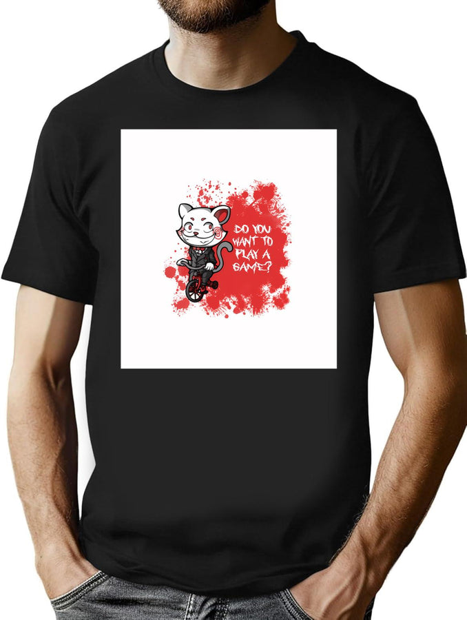 Billy The Puppet Cat T-Shirt for Men & Women, T-Shirts Graphic Tee - Black