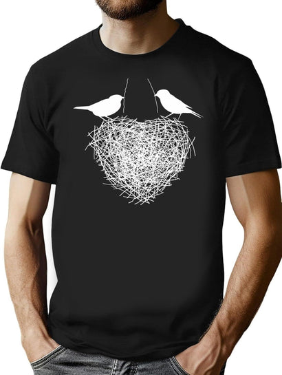 Birds Nest Built With Love T-Shirt for Men & Women, T-Shirts Graphic Tee - Black