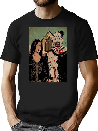 Birthday Gift Terrifier Horror Movie Art Retro Wave T-Shirt for Men & Women, T-Shirts Graphic Tee - Black