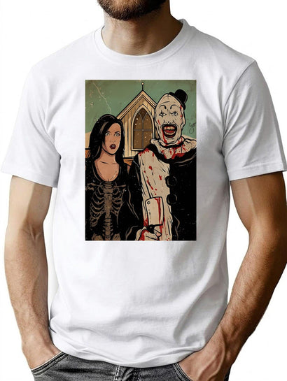 Birthday Gift Terrifier Horror Movie Art Retro Wave T-Shirt for Men & Women, T-Shirts Graphic Tee - Black