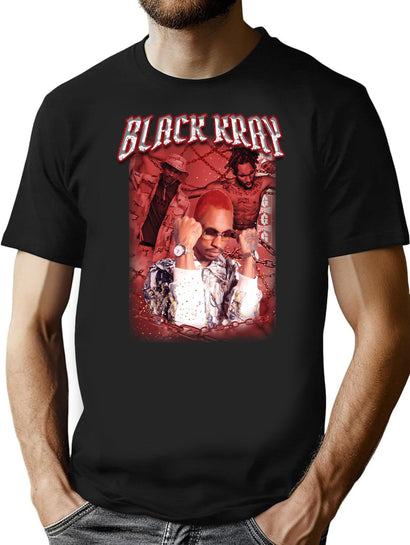Black Kray Vintage Bootleg Shirt Bootleg Graphic T-Shirt - Black
