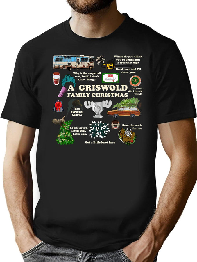 Blue Christmas Vacation Vintage Griswold Family T-Shirt for Men & Women, T-Shirts Graphic Tee - Black