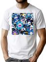 Blue Pattern Takashi T-Shirt for Men & Women, T-Shirts Graphic Tee - White