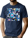 Blue Pattern Takashi T-Shirt for Men & Women, T-Shirts Graphic Tee - Navy