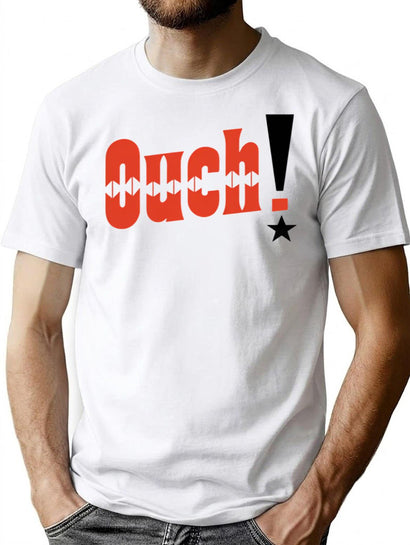 Bold Retro Western Ouch Typography Mug Design T-Shirt for Men & Women, T-Shirts Graphic Tee - Black