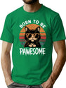 Born To Be Pawesome Cute Kitty T-Shirt for Men & Women, T-Shirts Graphic Tee - Green