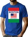 Boston Flag Bootleg Graphic T-Shirt - Blue