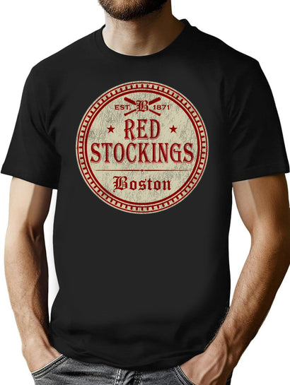 Boston Red Stockings Worn T-Shirt for Men & Women, T-Shirts Graphic Tee - Black