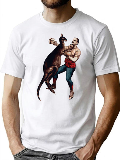 Boxing Kangaroo T-Shirt for Men & Women, T-Shirts Graphic Tee - Black