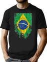 Brazil Vintage Brazilian Flag Women Men Kids Souvenir Gift T-Shirt for Men & Women, T-Shirts Graphic Tee - Black