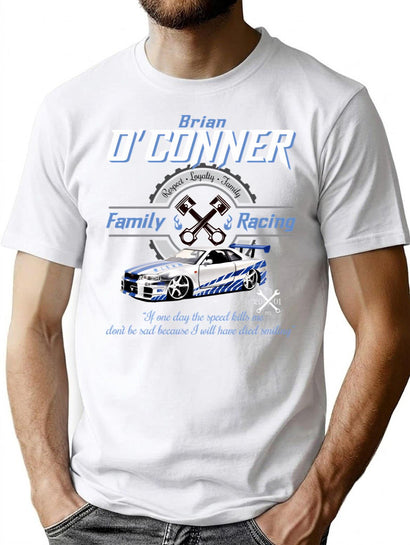 Brian O'Conner Family Racing Fast And Furious Tribute T-Shirt for Men & Women, T-Shirts Graphic Tee - Black