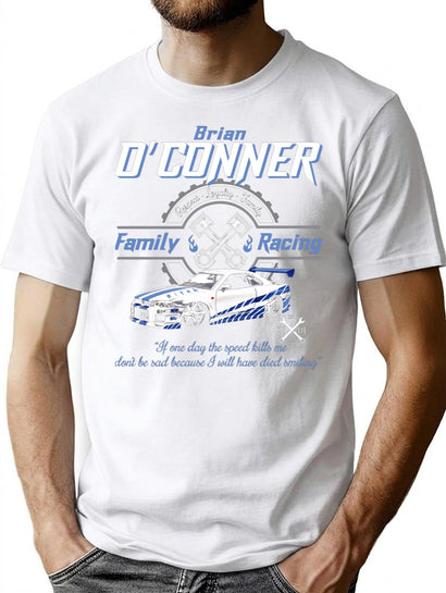 Brian O'Conner Family Racing Fast and Furious Tribute Premium Heavyweight Cotton T-Shirt - Black