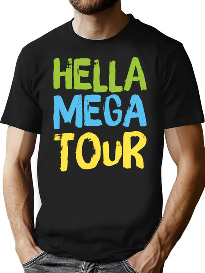 Bright Colorful Design Hella Mega Tour Bootleg Graphic T-Shirt - Black