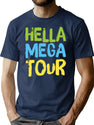 Bright Colorful Design Hella Mega Tour Bootleg Graphic T-Shirt - Navy