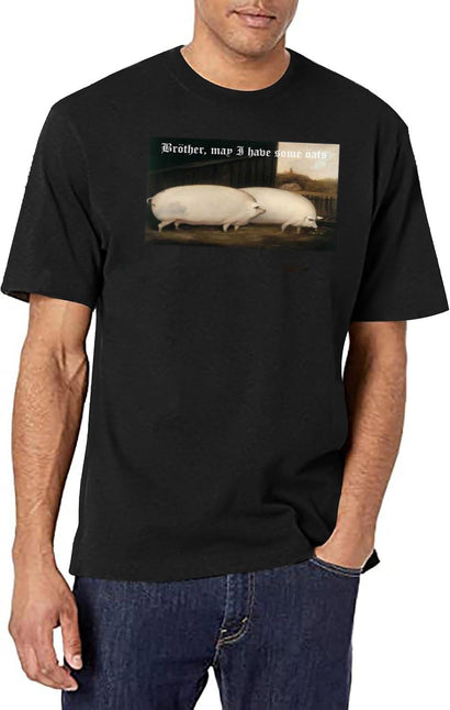 Brother May I Have Some Oats Pig Meme Black T-Shirt - Black