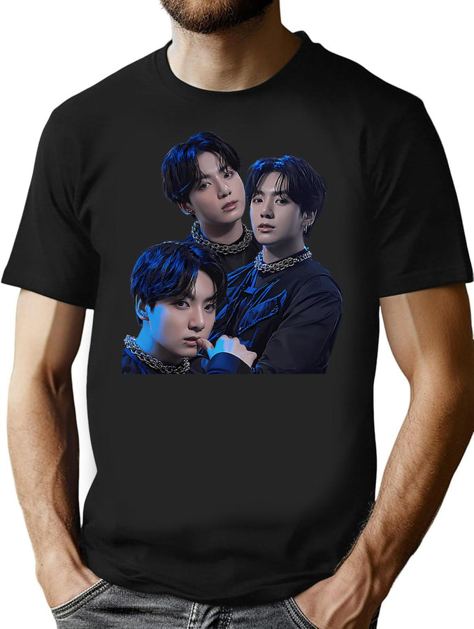 Bts Kpop Jungkook 7Fates Chakho Zeha Bootleg Graphic T-Shirt - Black