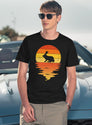 Bunny 70S Sunset Rabbit Retro T-Shirt for Men & Women, T-Shirts Graphic Tee - Navy