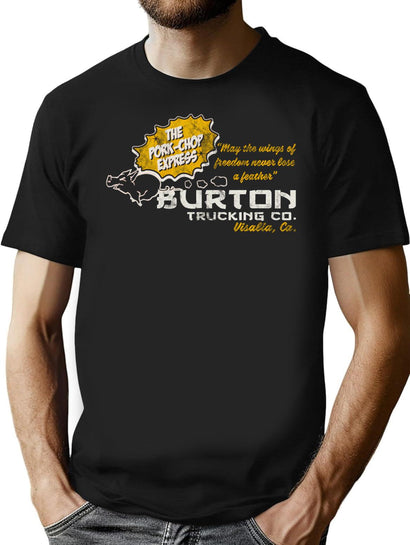 Burton Trucking Pork Chop Express T-Shirt for Men & Women, T-Shirts Graphic Tee - Black