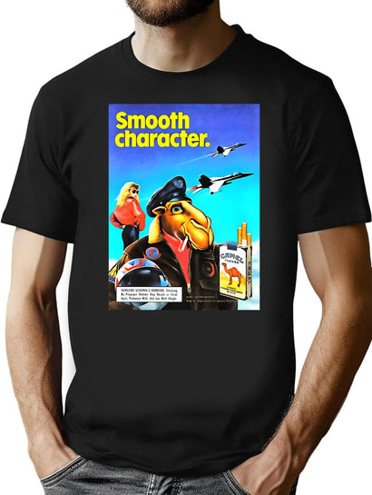 Camel Smooth Character Long T-Shirt for Men & Women, T-Shirts Graphic Tee - Black