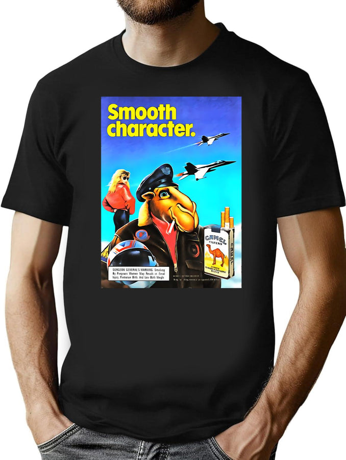 Camel Smooth Character Long T-Shirt for Men & Women, T-Shirts Graphic Tee - Black