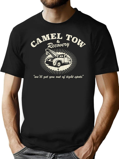 Camel Tow Recovery (1) T-Shirt for Men & Women, T-Shirts Graphic Tee - Black
