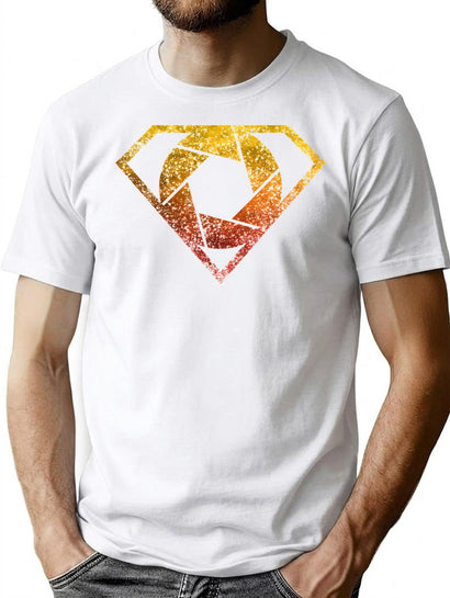 Cameraman Photographer Camera Operator Hero Orange Gradient T-Shirt for Men & Women, T-Shirts Graphic Tee - Black