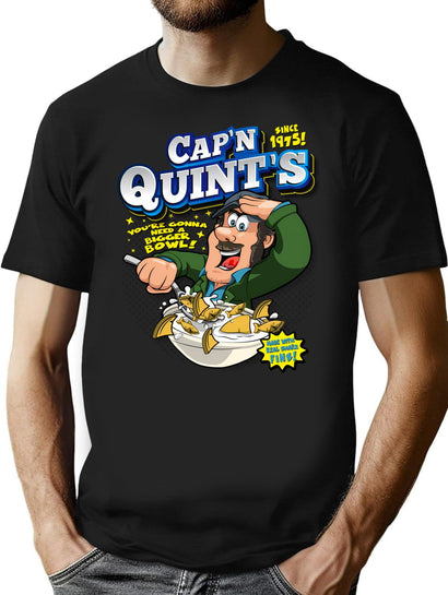 Captain Quint'S Cereal T-Shirt for Men & Women, T-Shirts Graphic Tee - Black
