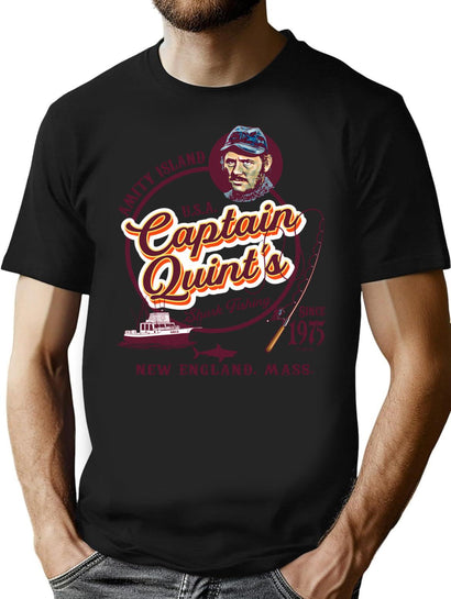 Captain Quint'S Shark Fishing Charter (Universal Ucs Llc) T-Shirt for Men & Women, T-Shirts Graphic Tee - Black