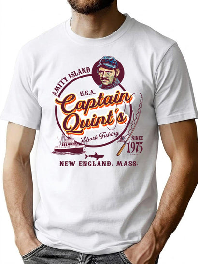 Captain Quint'S Shark Fishing Charter (Universal Ucs Llc) T-Shirt for Men & Women, T-Shirts Graphic Tee - Black