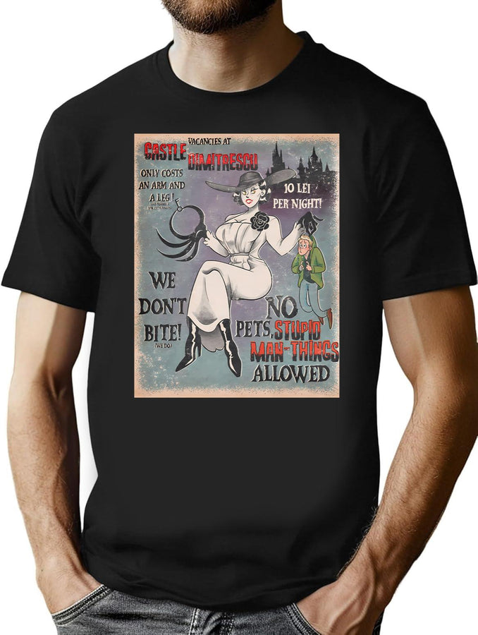 Castle Dimitrescu Vacancies T-Shirt for Men & Women, T-Shirts Graphic Tee - Black