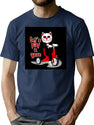 Cat Creepy Saw Meow Horror Movie T-Shirt for Men & Women, T-Shirts Graphic Tee - Navy