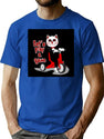 Cat Creepy Saw Meow Horror Movie T-Shirt for Men & Women, T-Shirts Graphic Tee - Blue