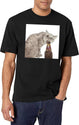 Cat Opening Beer Bottle Meme Black T-Shirt - White