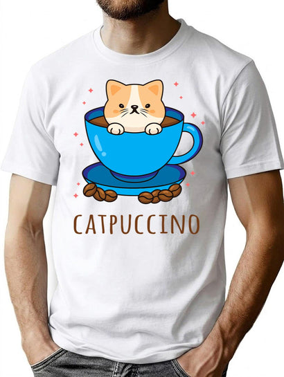 Catpuccino T-Shirt for Men & Women, T-Shirts Graphic Tee - Black