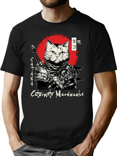 Catsumoto Meowsashi T-Shirt for Men & Women, T-Shirts Graphic Tee - Black