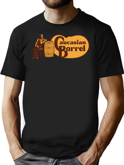 Caucasian Barrel T-Shirt for Men & Women, T-Shirts Graphic Tee - Black