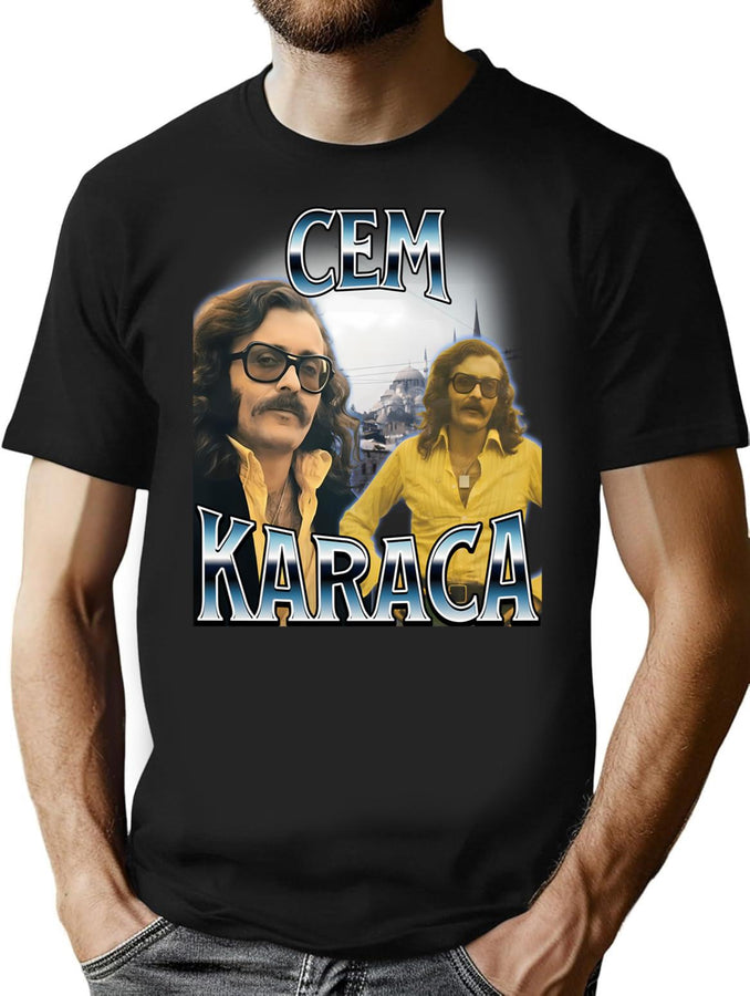 Cem Karaca 90S Bootleg Style Bootleg Graphic T-Shirt - Black