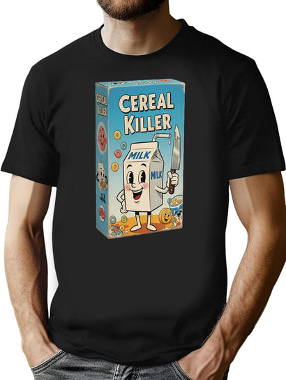 Cereal Killer (Funny Cereal Box) T-Shirt for Men & Women, T-Shirts Graphic Tee - Black
