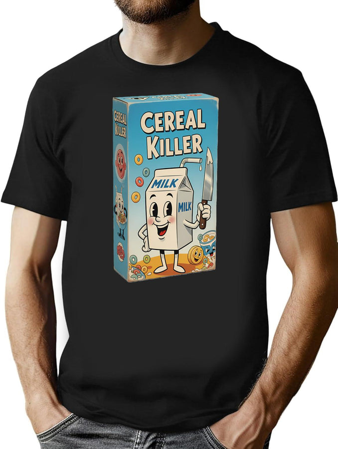Cereal Killer (Funny Cereal Box) T-Shirt for Men & Women, T-Shirts Graphic Tee - Black