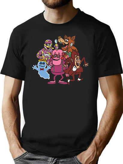 Cereal Monsters T-Shirt for Men & Women, T-Shirts Graphic Tee - Black