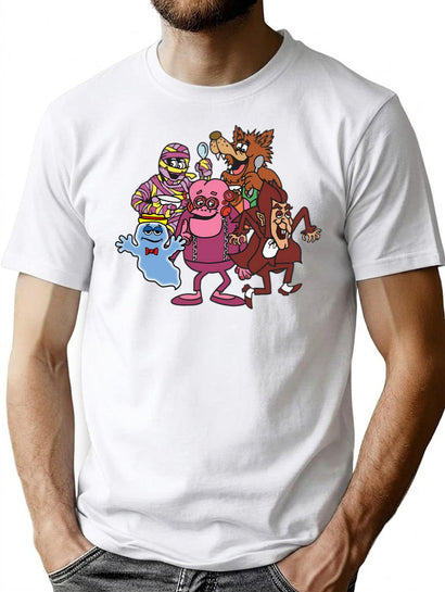Cereal Monsters T-Shirt for Men & Women, T-Shirts Graphic Tee - Black