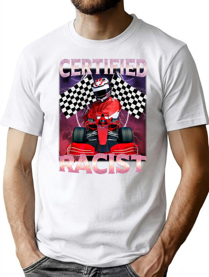 Certified Racist Funny Racing Meme Premium Heavyweight Cotton T-Shirt - Black