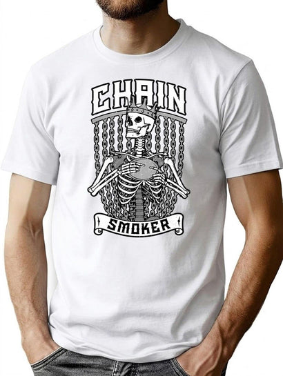 Chain Smoker Disc Golf Player Funny Skeleton King Vintage T-Shirt for Men & Women, T-Shirts Graphic Tee - Black