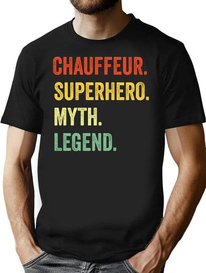 Chauffeur Vintage Dad T-Shirt for Men & Women, T-Shirts Graphic Tee - Black