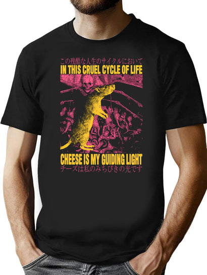 Cheese My Guiding Light Rat T-Shirt for Men & Women, T-Shirts Graphic Tee - Black