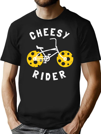 Cheesy Rider - Funny Cheesy Gift T-Shirt for Men & Women, T-Shirts Graphic Tee - Black