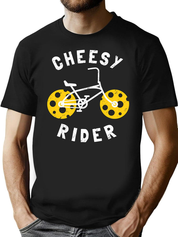Cheesy Rider - Funny Cheesy Gift T-Shirt for Men & Women, T-Shirts Graphic Tee - Black