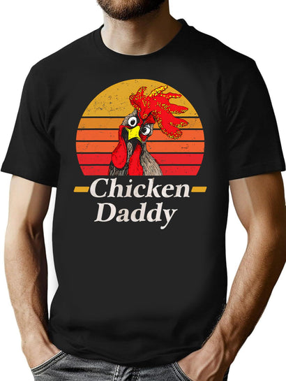 Chicken Daddy Vintage Farmer Fathers Day T-Shirt for Men & Women, T-Shirts Graphic Tee - Black